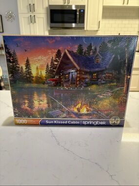 Springbok Sun Kissed Cabin 1000-Piece Puzzle - Scenic Lake Cabin. Sealed Box